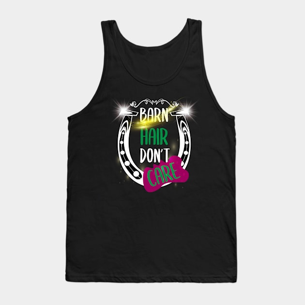 Barn Hair Don't Care Shirt Horse Shirt - Green & Purple and Shining Tank Top by Awareness of Life